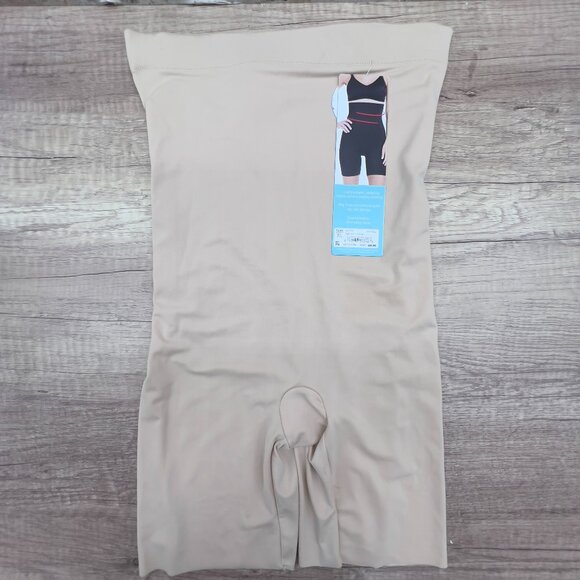 Assets by Spanx Pure Beige Shaping High-Waisted Mid Thigh Short Size XL - Picture 1 of 6